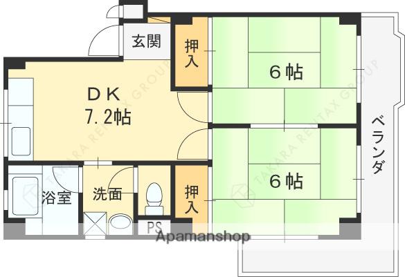 翠光ハイツ(2DK/4階)の間取り写真