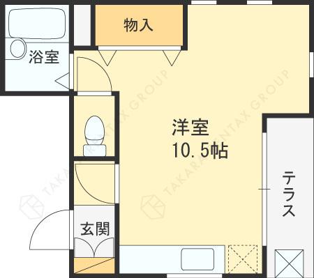 エレメンツアクア(ワンルーム/1階)の間取り写真