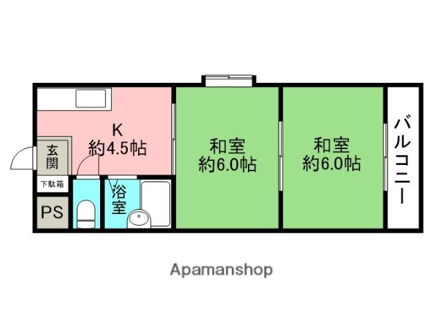 栄光サンプラザ1(2DK/4階)の間取り写真