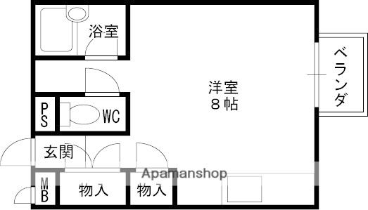 ヴィラ上ヶ原(ワンルーム/1階)の間取り写真