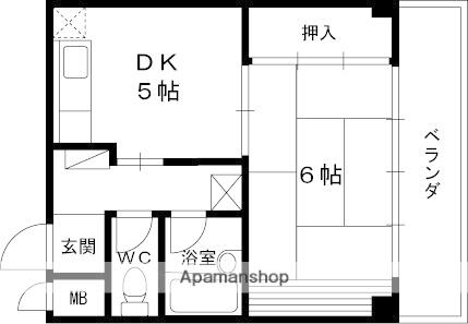サンパールビル(1DK/4階)の間取り写真