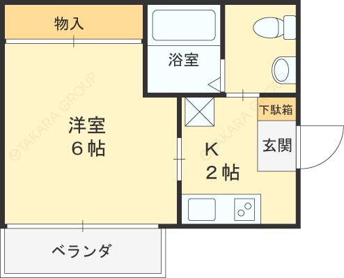 ウインズコート清水(1K/1階)の間取り写真