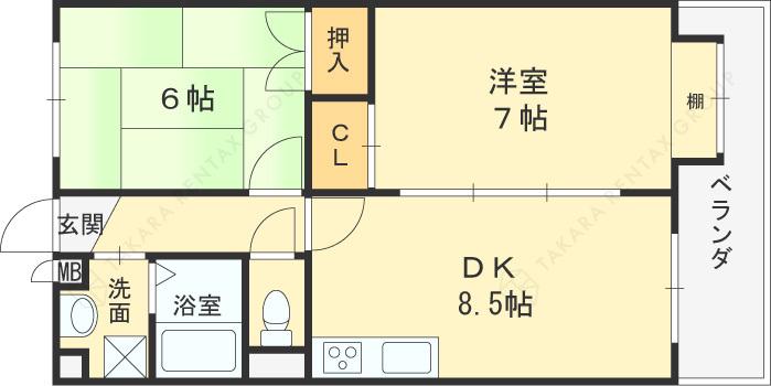 ブランドールM3(2DK/2階)の間取り写真