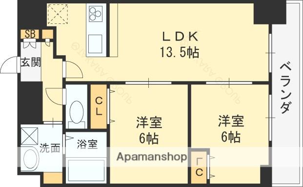 D-COURT門真駅前(2LDK/10階)の間取り写真