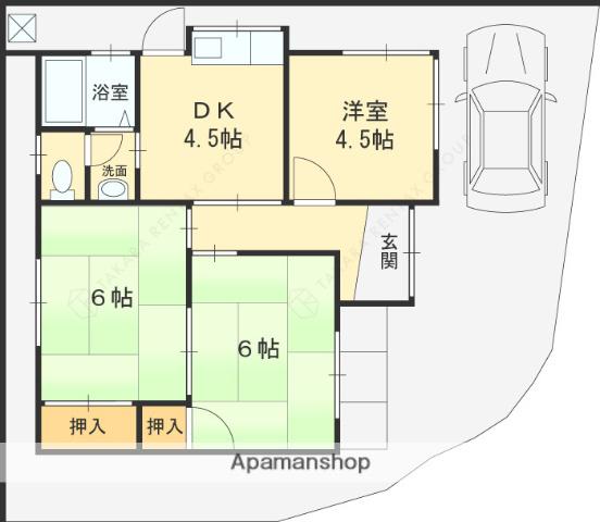 阪急電鉄京都線 茨木市駅 バス乗車時間：15分 西面中バス停で下車 徒歩5分 1階建 築58年(3K)の間取り写真