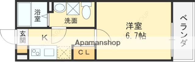 SERENO2(1K/1階)の間取り写真