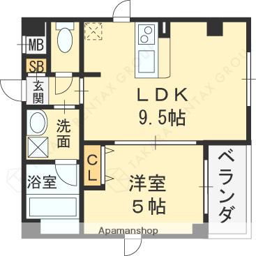 ミサワレジデンス柳田町(1LDK/1階)の間取り写真