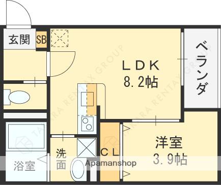 新森アパートメント(1LDK/1階)の間取り写真