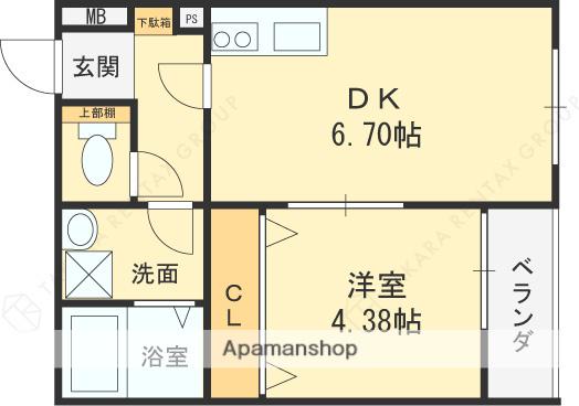 アーリーズ大宮通(1DK/4階)の間取り写真