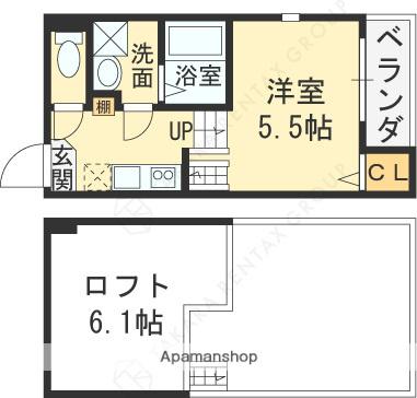 リバーサイドテラス中宮(1K/1階)の間取り写真