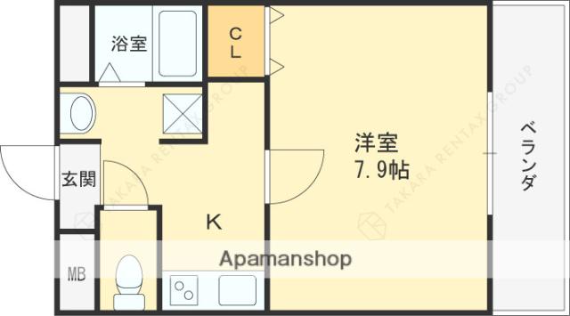 ヴィラナリー太子橋今市(1K/6階)の間取り写真