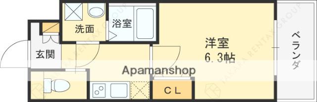 ウインズコート城北パーク(1K/4階)の間取り写真