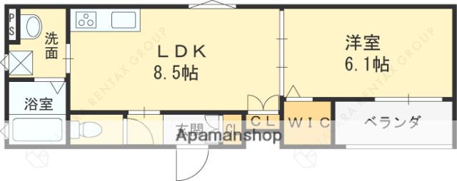 クリエオーレ中宮(1LDK/3階)の間取り写真