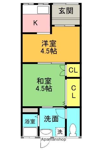 京阪電気鉄道京阪線 寝屋川市駅 徒歩6分 1階建 築75年(2K)の間取り写真