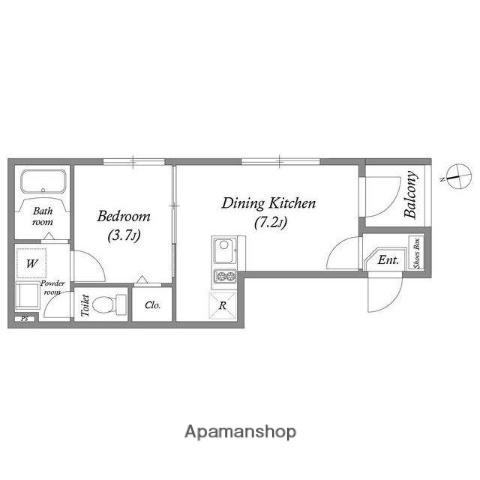 グランデュール新森(1DK/1階)の間取り写真