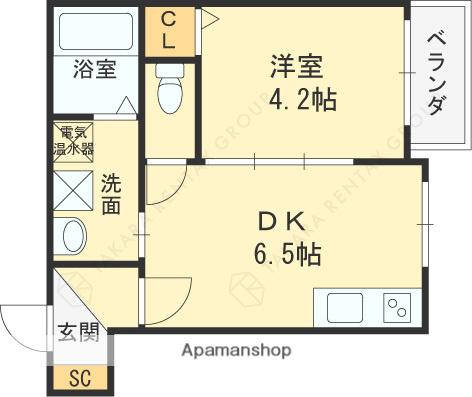 パシフィック千林(1DK/3階)の間取り写真