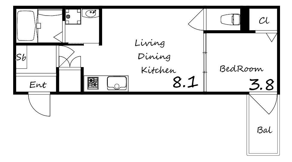 F ASECIA BEID(1LDK/1階)の間取り写真