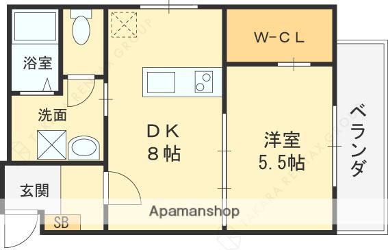 L-BASE本町(1DK/1階)の間取り写真