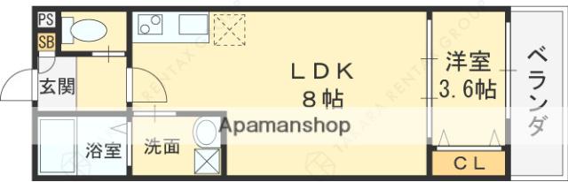 ALEGRIA古川橋Ⅱ(1LDK/2階)の間取り写真