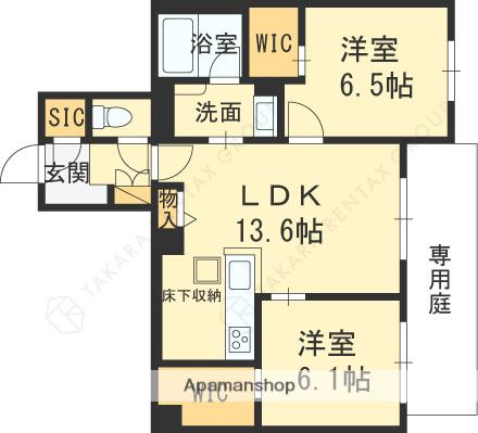 シャーメゾン フェレザ(2LDK/1階)の間取り写真