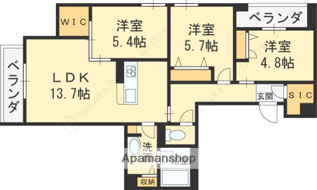 レビジュⅡ(3LDK/2階)の間取り写真