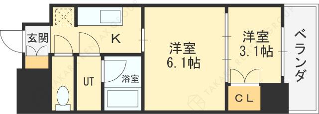 ウエリスアーバン守口(2K/4階)の間取り写真