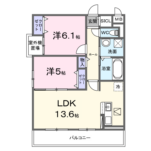 ティリア コート(2LDK/1階)の間取り写真