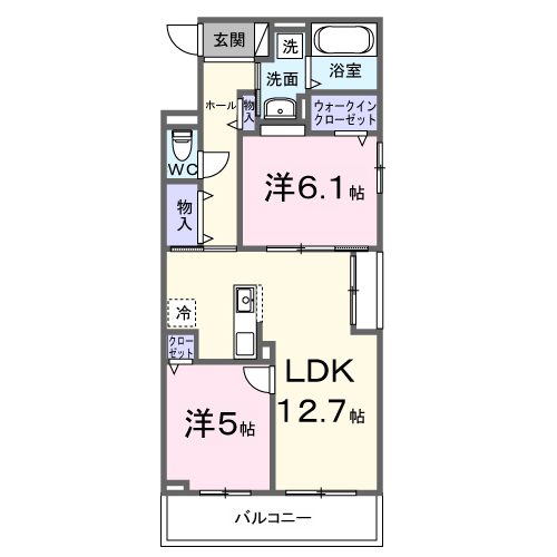 ティリア コート(2LDK/2階)の間取り写真