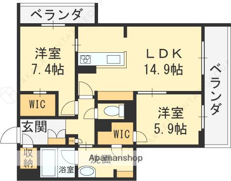 シャーメゾンスイート森小路(2LDK/2階)の間取り写真