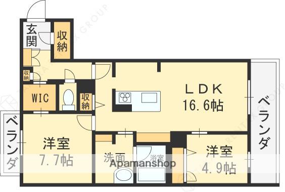 シャーメゾンスイート森小路(2LDK/2階)の間取り写真