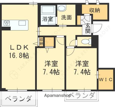 シャーメゾン ウィズ タカ Ⅰ(2LDK/2階)の間取り写真