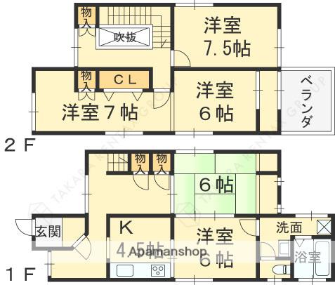 京阪電気鉄道京阪線 大和田駅(大阪) 徒歩6分 2階建 築52年(5K)の間取り写真