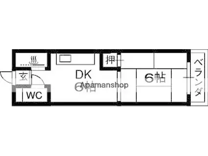 芥川ロイヤルマンション(1DK/3階)の間取り写真