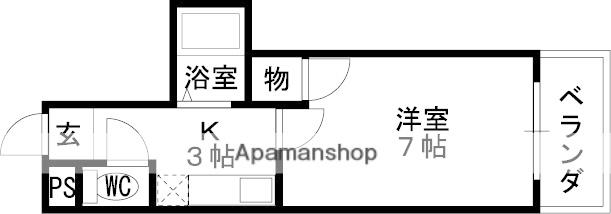 ビアンヌール川西(1K/3階)の間取り写真