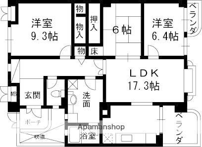 白鷹松下町マンション(3LDK/2階)の間取り写真