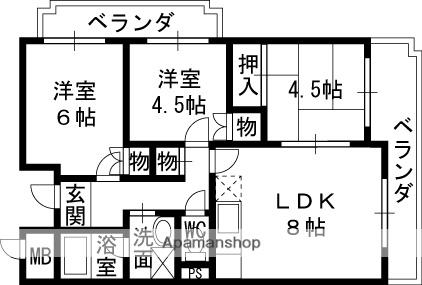 平安ハイツ(3DK/7階)の間取り写真