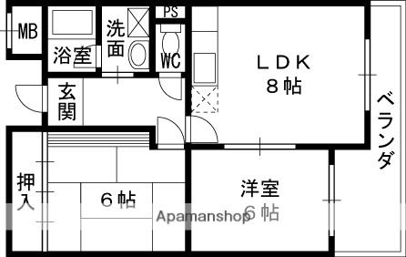 平安ハイツ(2LDK/4階)の間取り写真