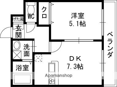 シェーンヴェレ(1DK/1階)の間取り写真