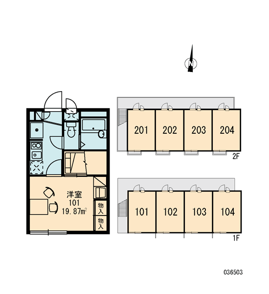 レオパレスIKコーポ(1K/2階)の間取り写真