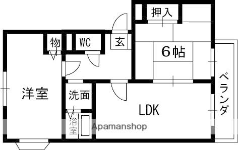 ヴィラヴェール(2LDK/2階)の間取り写真