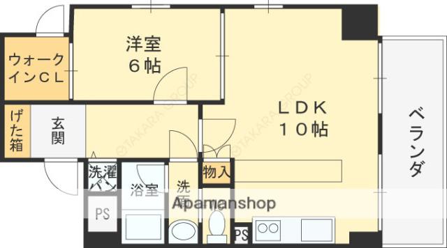 守口駅前敷島ビル(1LDK/9階)の間取り写真