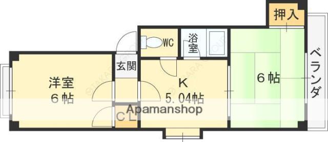 ハイツいわさか2(2K/2階)の間取り写真