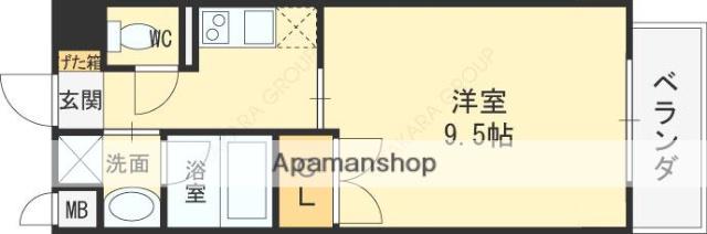 リバティ西三荘(1K/4階)の間取り写真