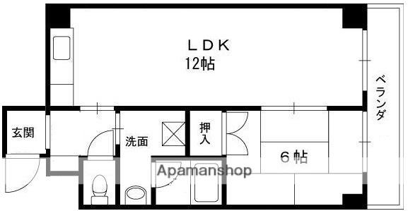 グランヴィア北夙川(1LDK/2階)の間取り写真