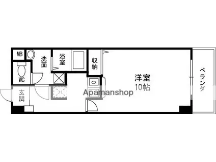 モンシャトー百済坂(1K/5階)の間取り写真