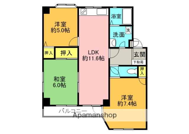 面取ハイツ(3LDK/2階)の間取り写真