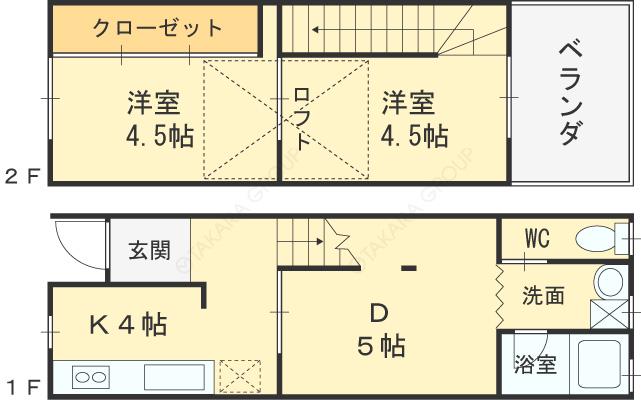 リメゾン風雅今津(2DK)の間取り写真