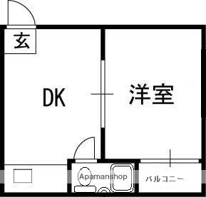 フリーディオ中木田(1DK/1階)の間取り写真