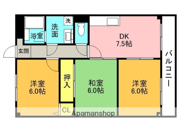 シャルム2番館(3DK/3階)の間取り写真