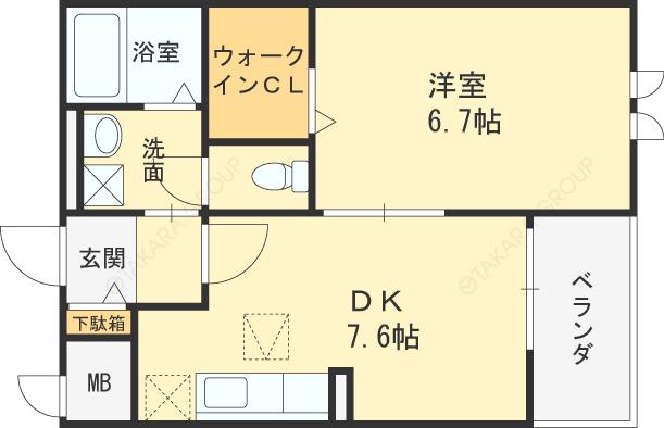 SUNNY VILLA(1DK/2階)の間取り写真